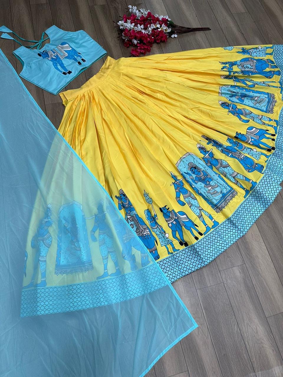 Introducing our stunning Kalamkari Lehenga Choli set! ๐