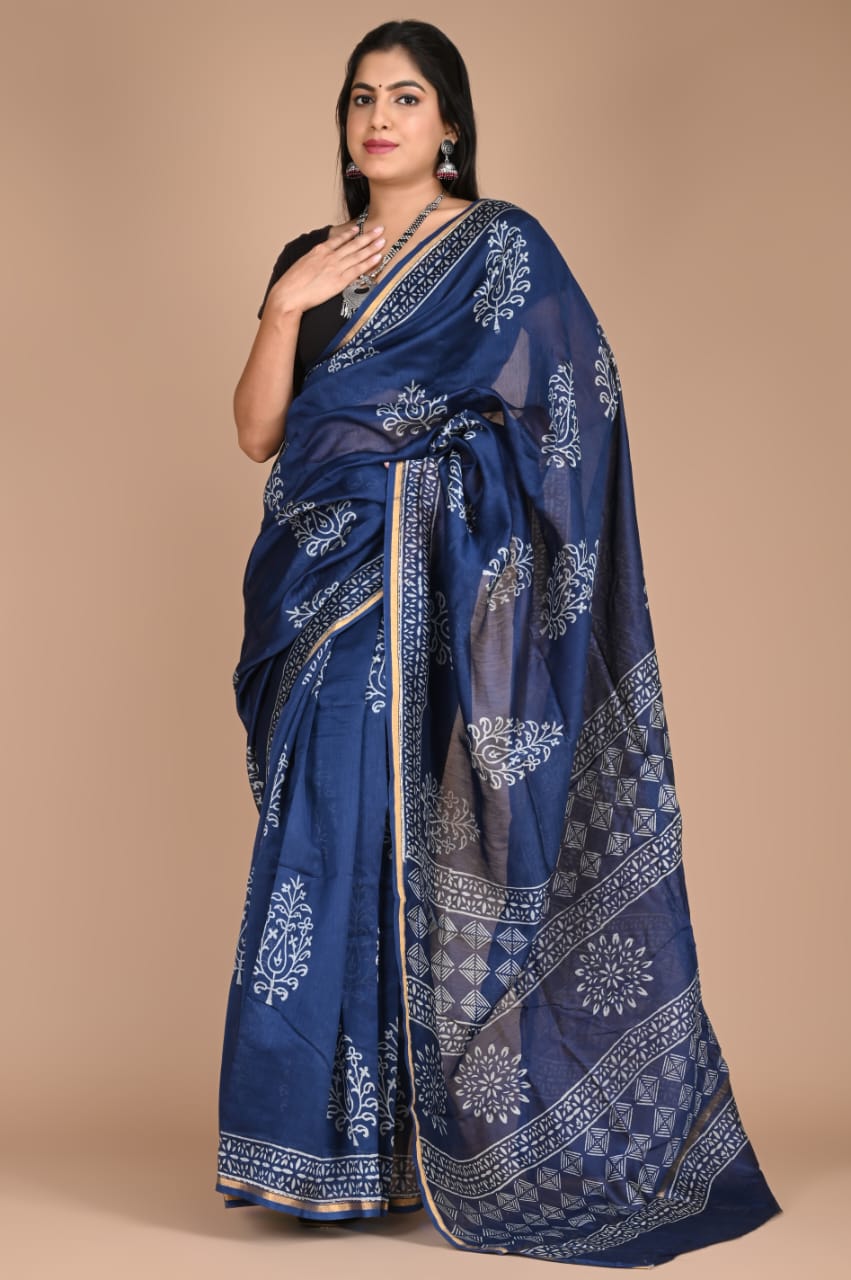 Hand Block Printed Chanderi Silk Sarees šŗ