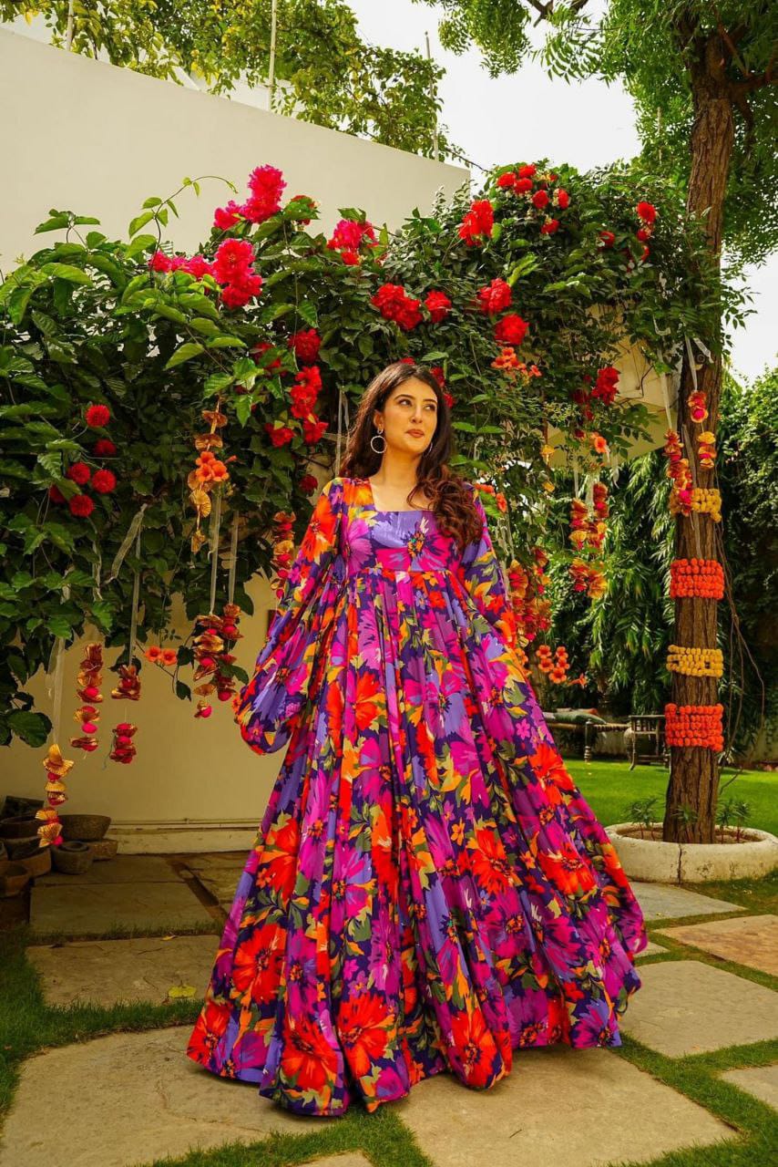 ⨠Purple Shell Maxi Georgette Dress