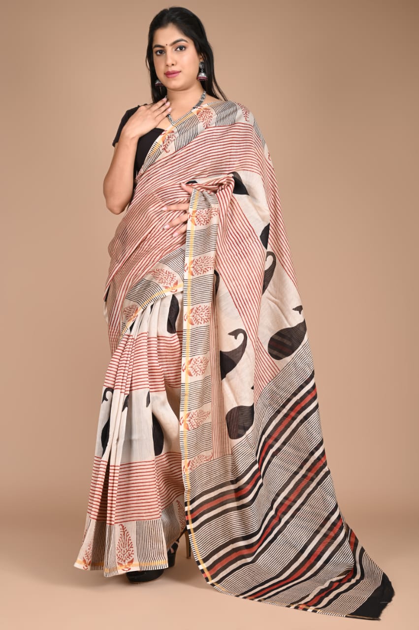 Hand Block Printed Chanderi Silk Sarees šŗ