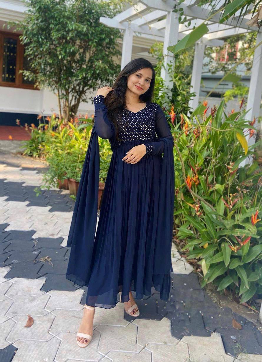 Introducing the Blue Sequence Koti Maxi With Dupatta - Elevate Your Style Game