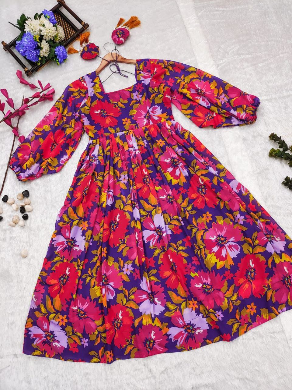 ⨠Purple Shell Maxi Georgette Dress
