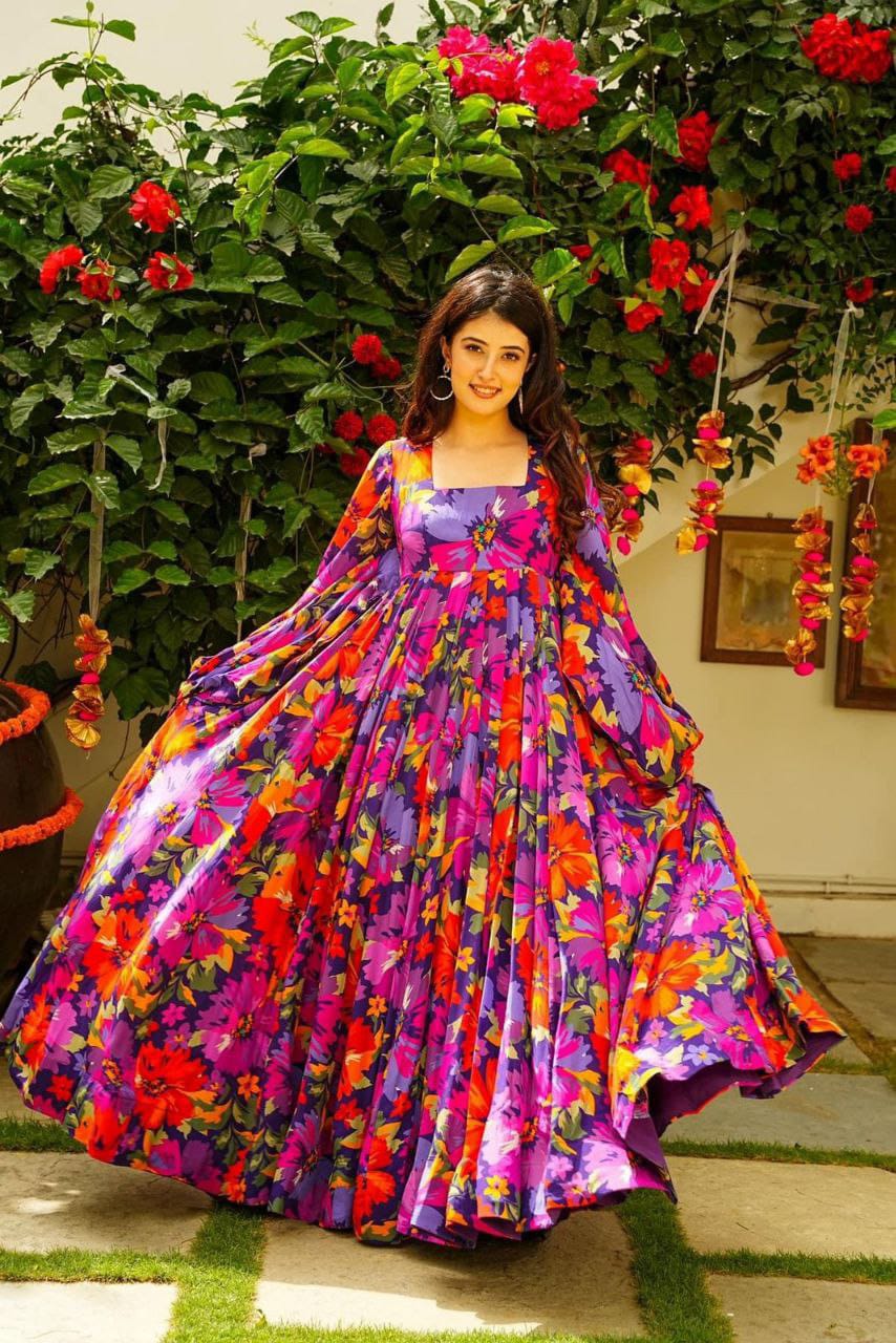 ⨠Purple Shell Maxi Georgette Dress