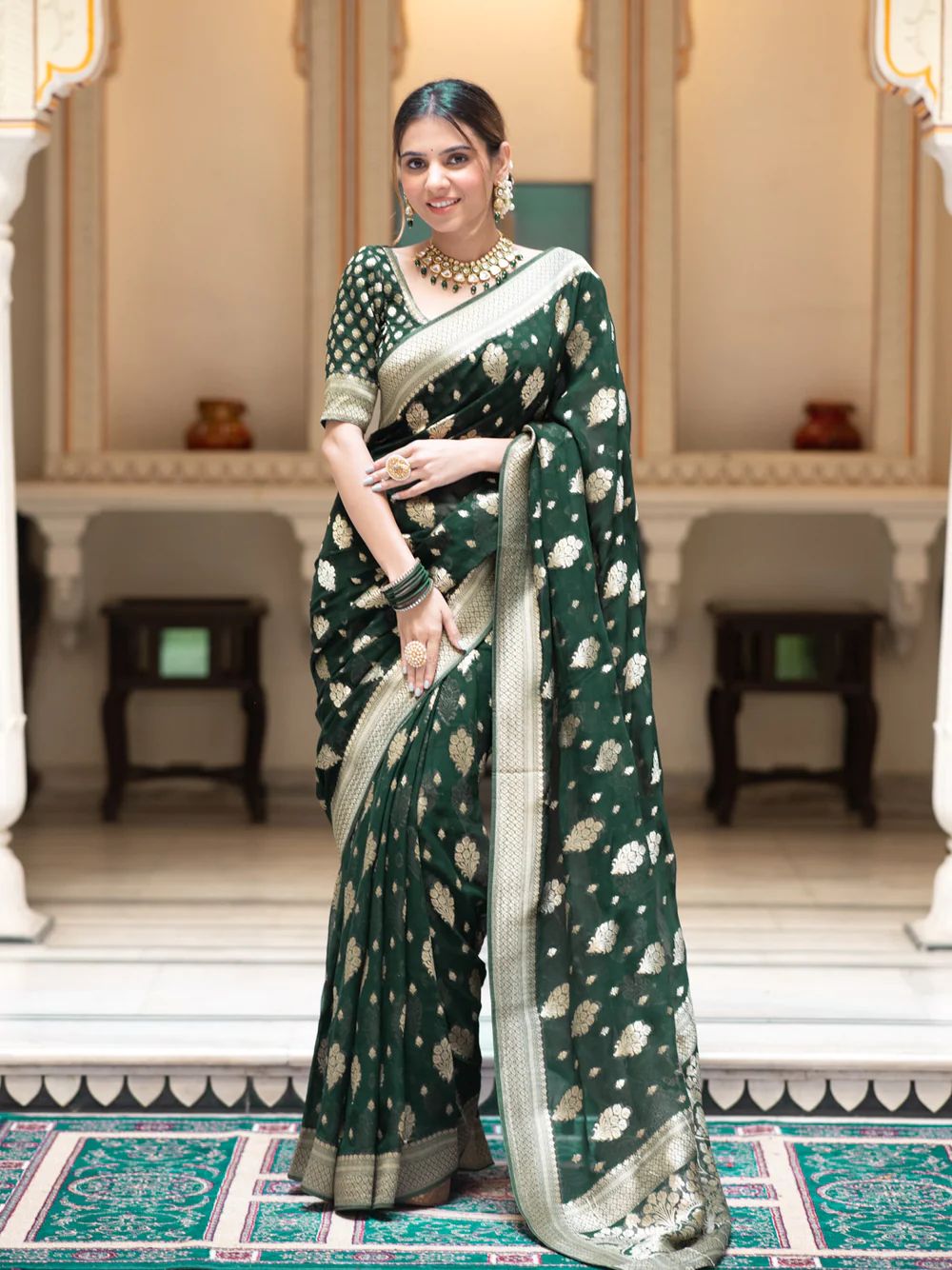 Elegant Banarasi Khadi Georgette Saree