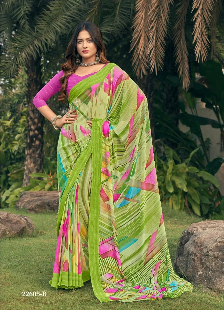 Printed Georgette Designer Saree for Effortless Style