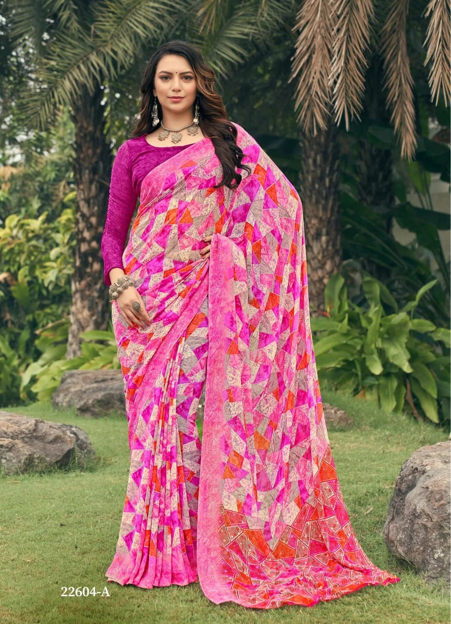 Printed Georgette Designer Saree for Effortless Style