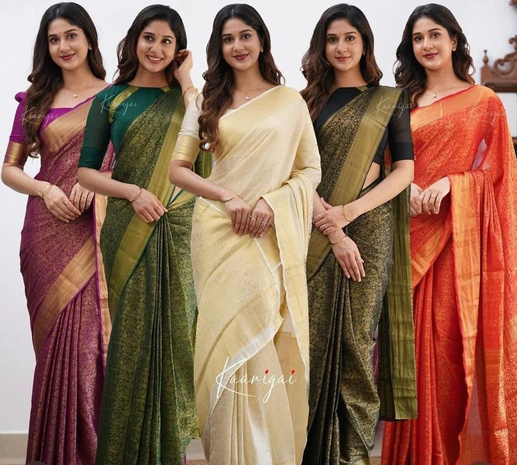 Silk Traditional Saree in Enchanting colours with Intricate Weaving Work