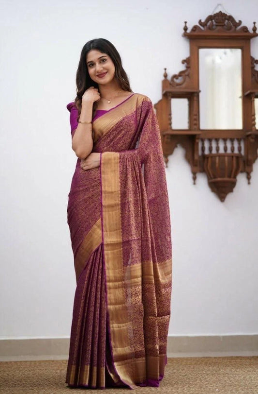 Silk Traditional Saree in Enchanting colours with Intricate Weaving Work