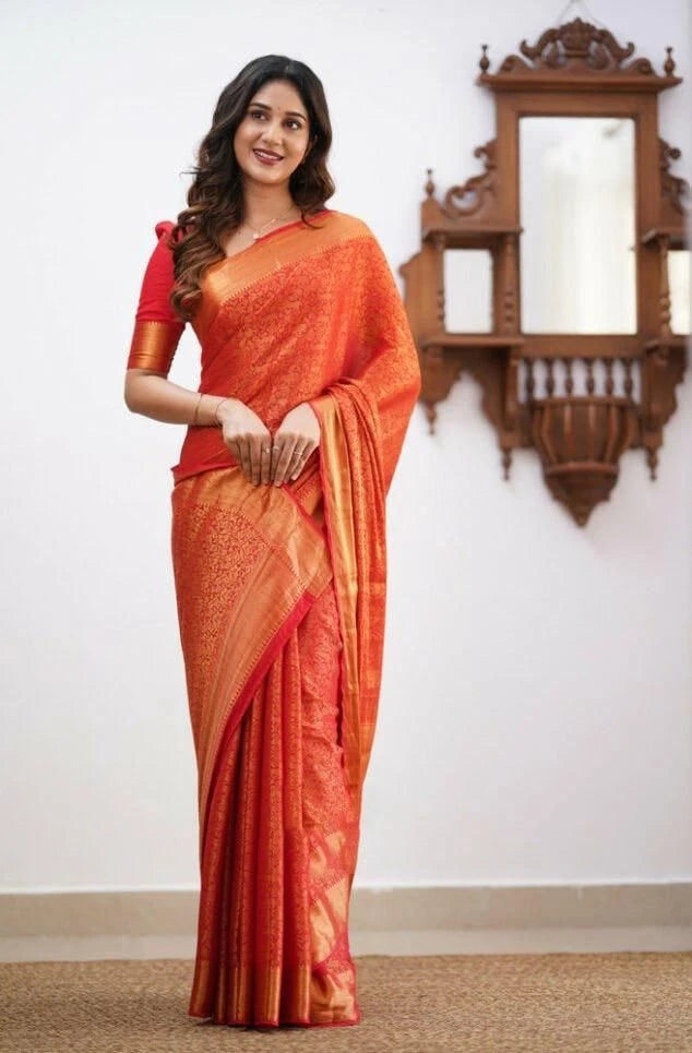 Silk Traditional Saree in Enchanting colours with Intricate Weaving Work