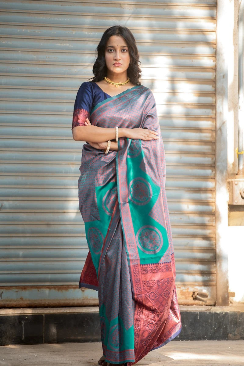 Bangalori Silk Saree with Exquisite Kalamkari Design