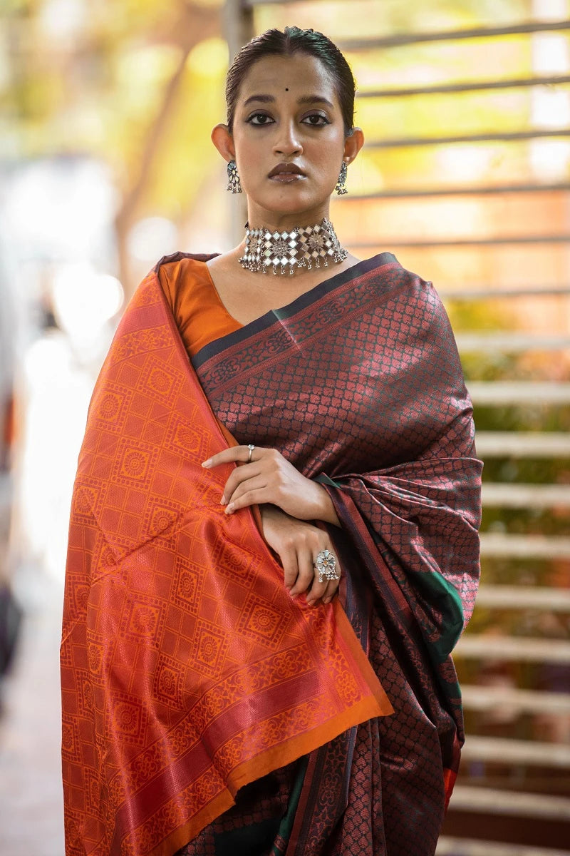 Bangalori Silk Saree with Exquisite Kalamkari Design