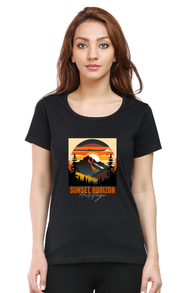 Sunset Horizon Graphic T-shirt For Women