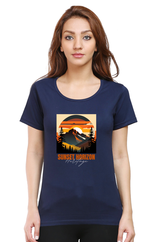 Sunset Horizon Graphic T-shirt For Women