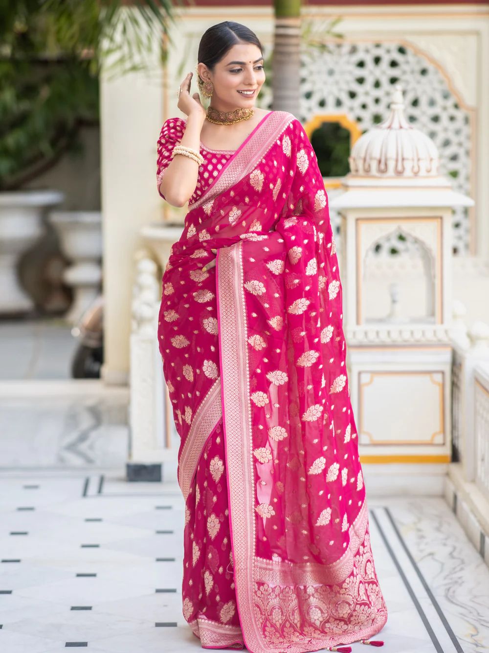 Elegant Banarasi Khadi Georgette Saree