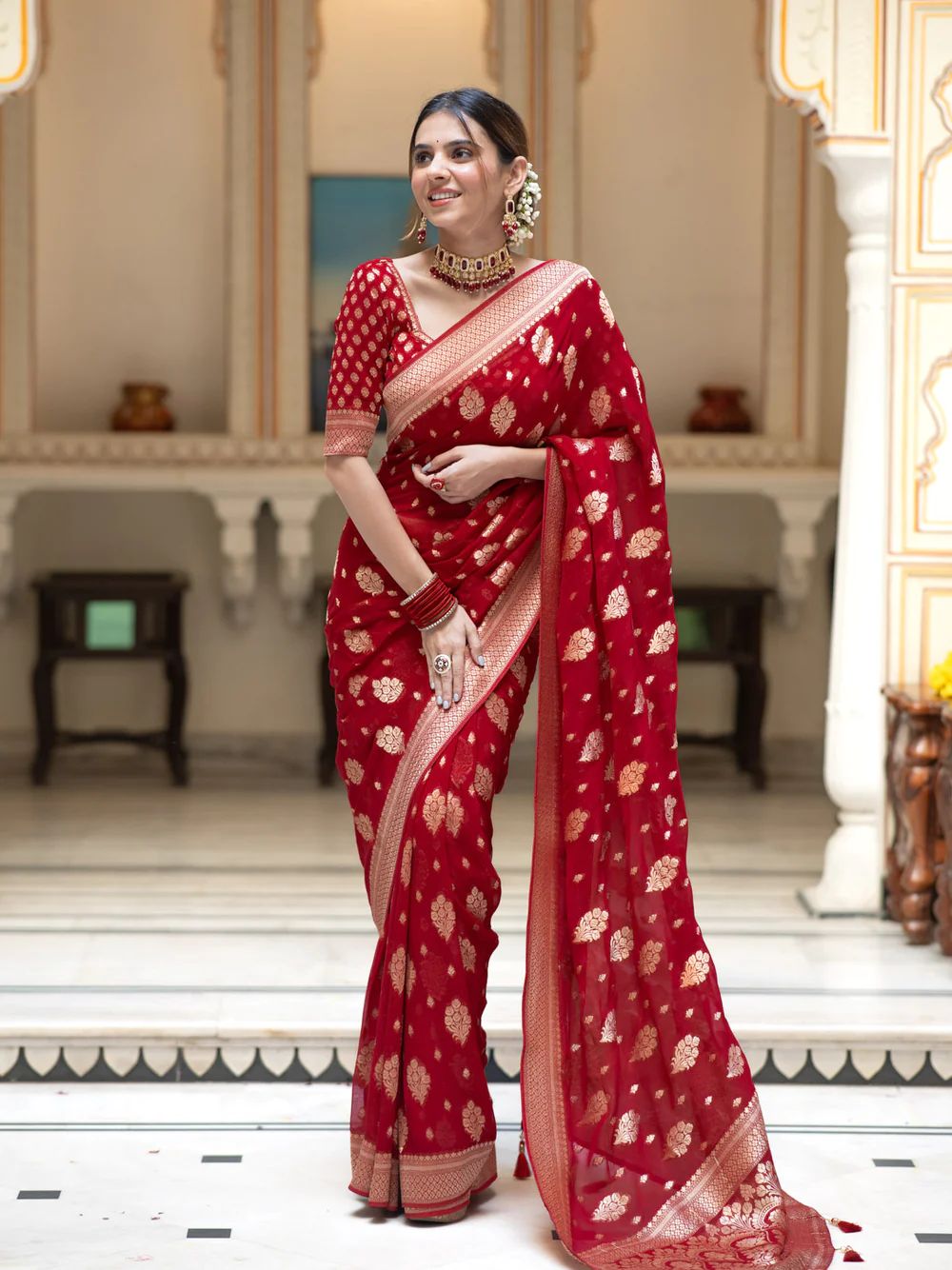 Elegant Banarasi Khadi Georgette Saree