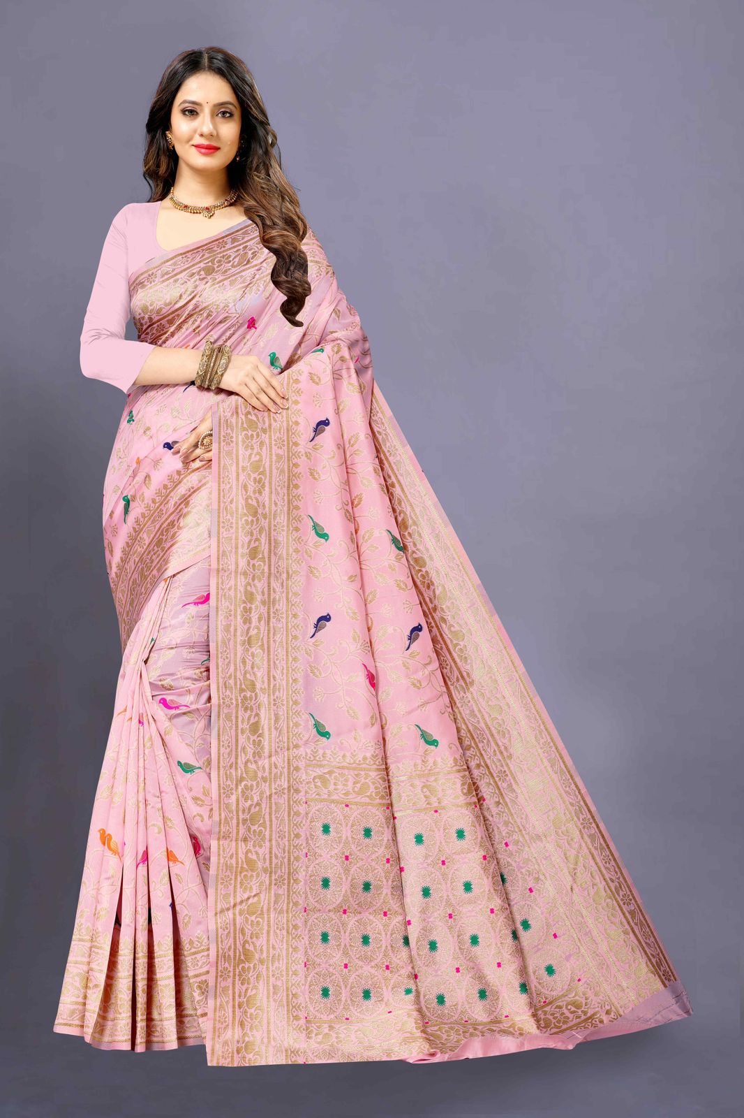 Premium Soft Silk Saree with Meenakari & Zari Weaving