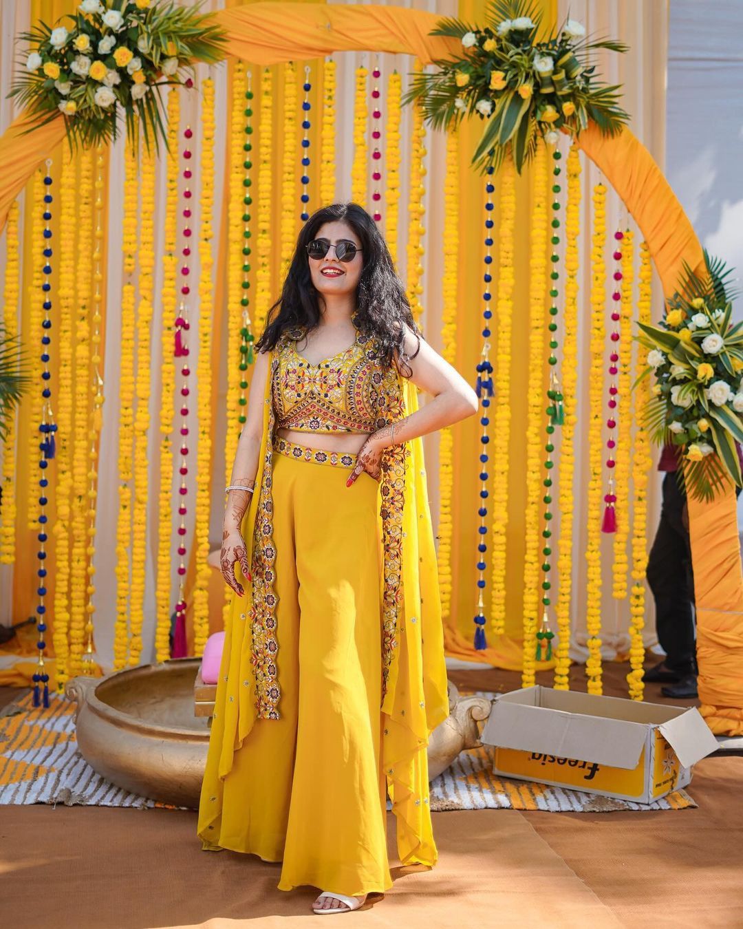 Haldi Rasam Special Corded Work and Party Wear Shrug Lehenga