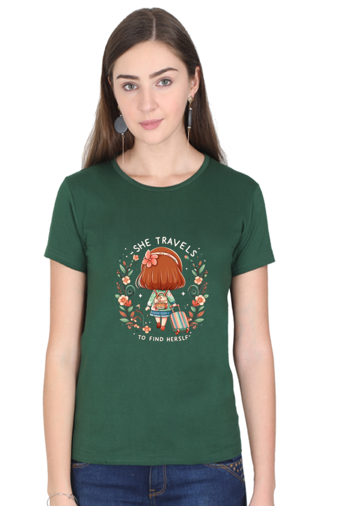 She Travels To Find Herself Tshirt Top For Travel Emthusiasts