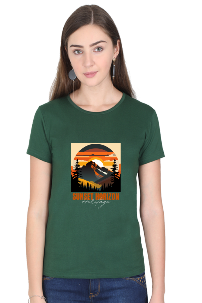 Sunset Horizon Graphic T-shirt For Women