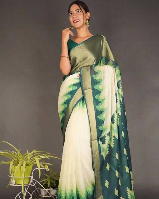 Introducing our Soft Faux Moss Chiffon Saree