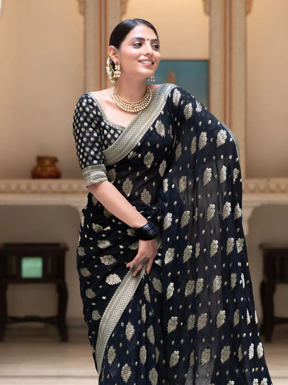 Elegant Banarasi Khadi Georgette Saree