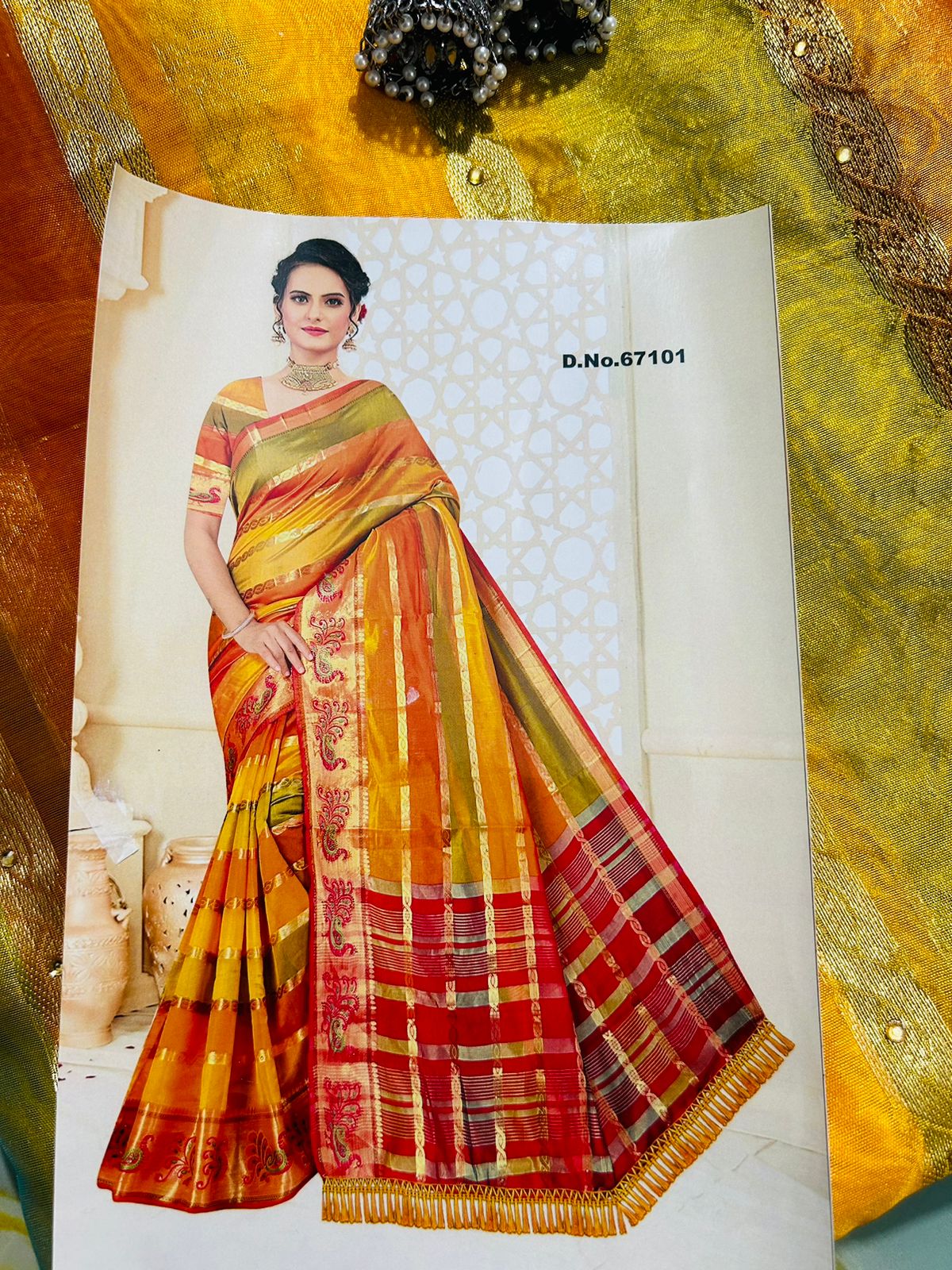 Multi Color Organza Saree