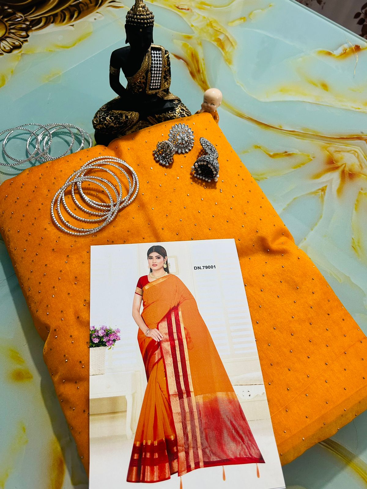 ORGANZA ORANGE SAREE