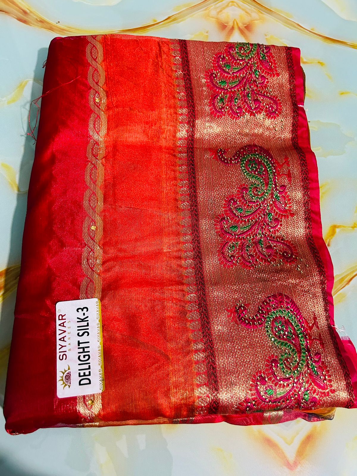 Siyavar Organza Saree - Red Color