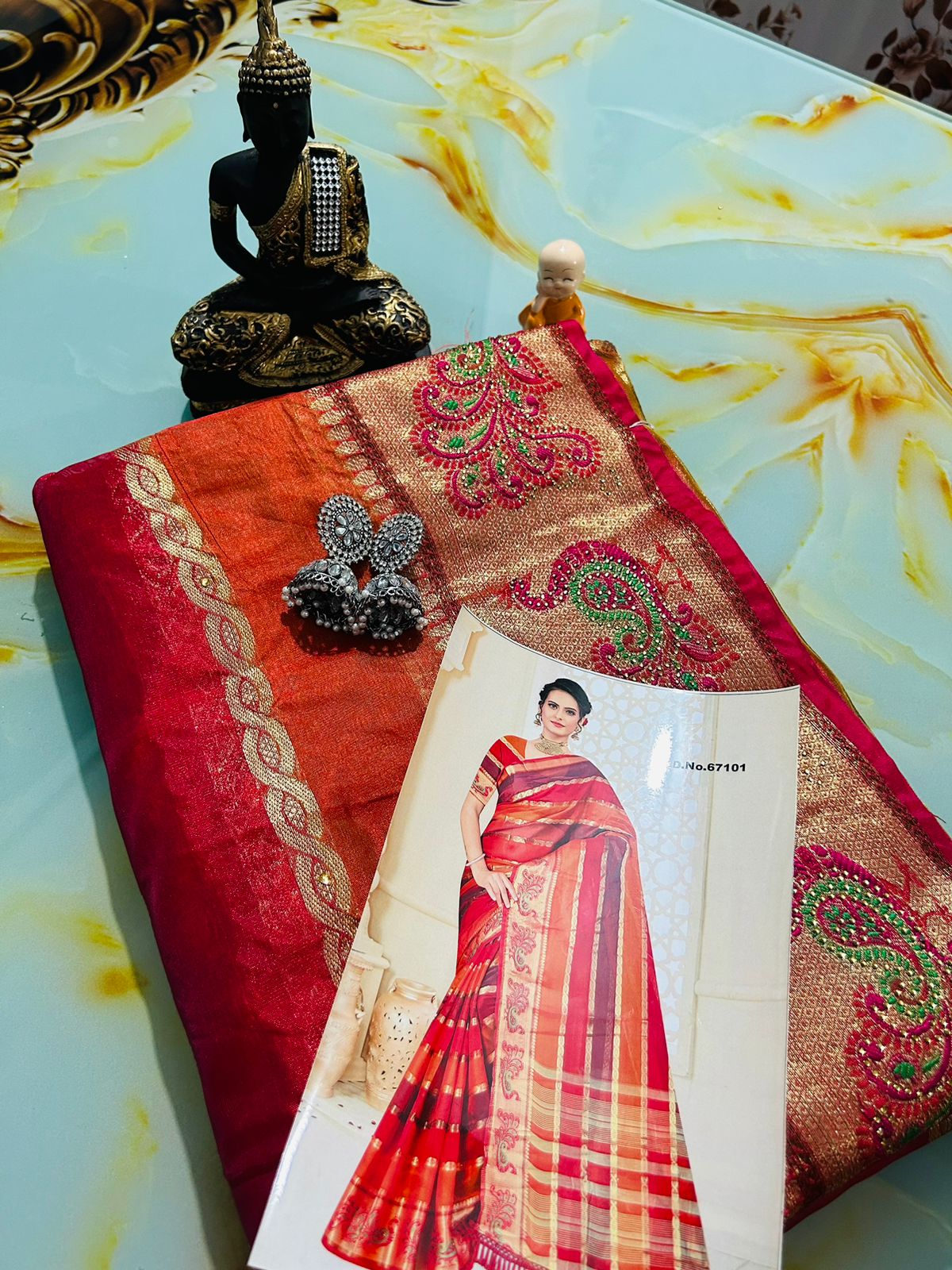 Siyavar Organza Saree - Red Color