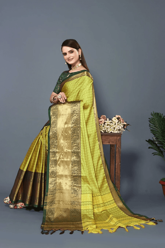 Radiate Elegance: Jari-Worked Banarasi Silk Saree, Perfect for Parties