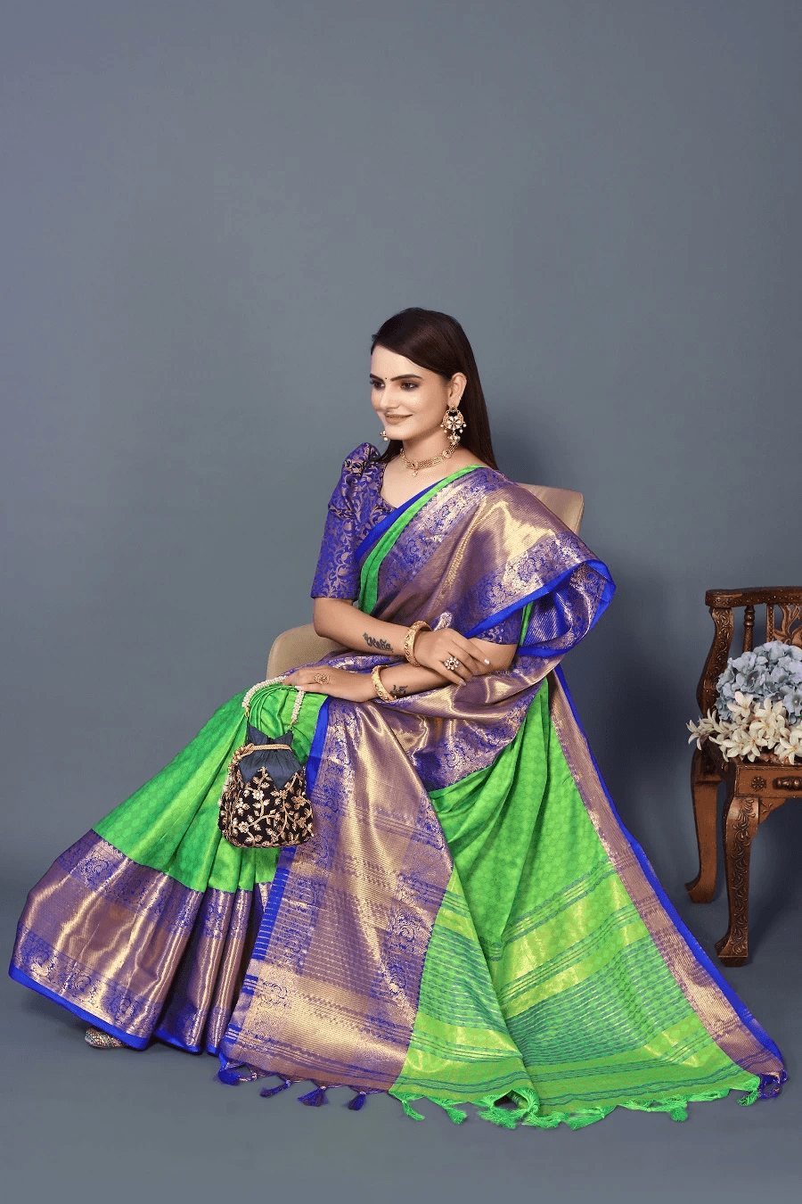 Radiate Elegance: Jari-Worked Banarasi Silk Saree, Perfect for Parties