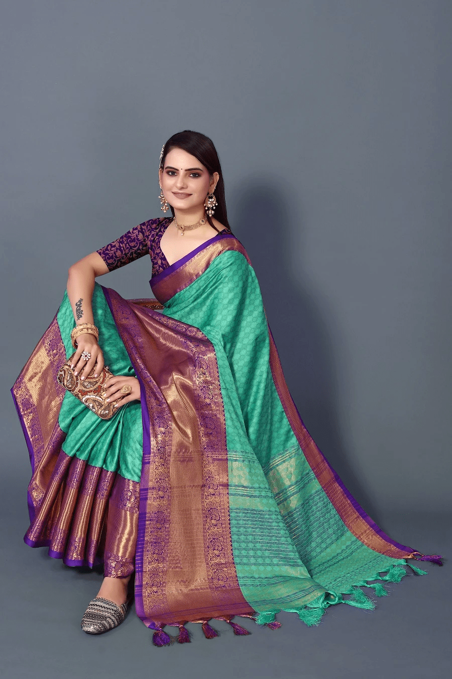 Radiate Elegance: Jari-Worked Banarasi Silk Saree, Perfect for Parties