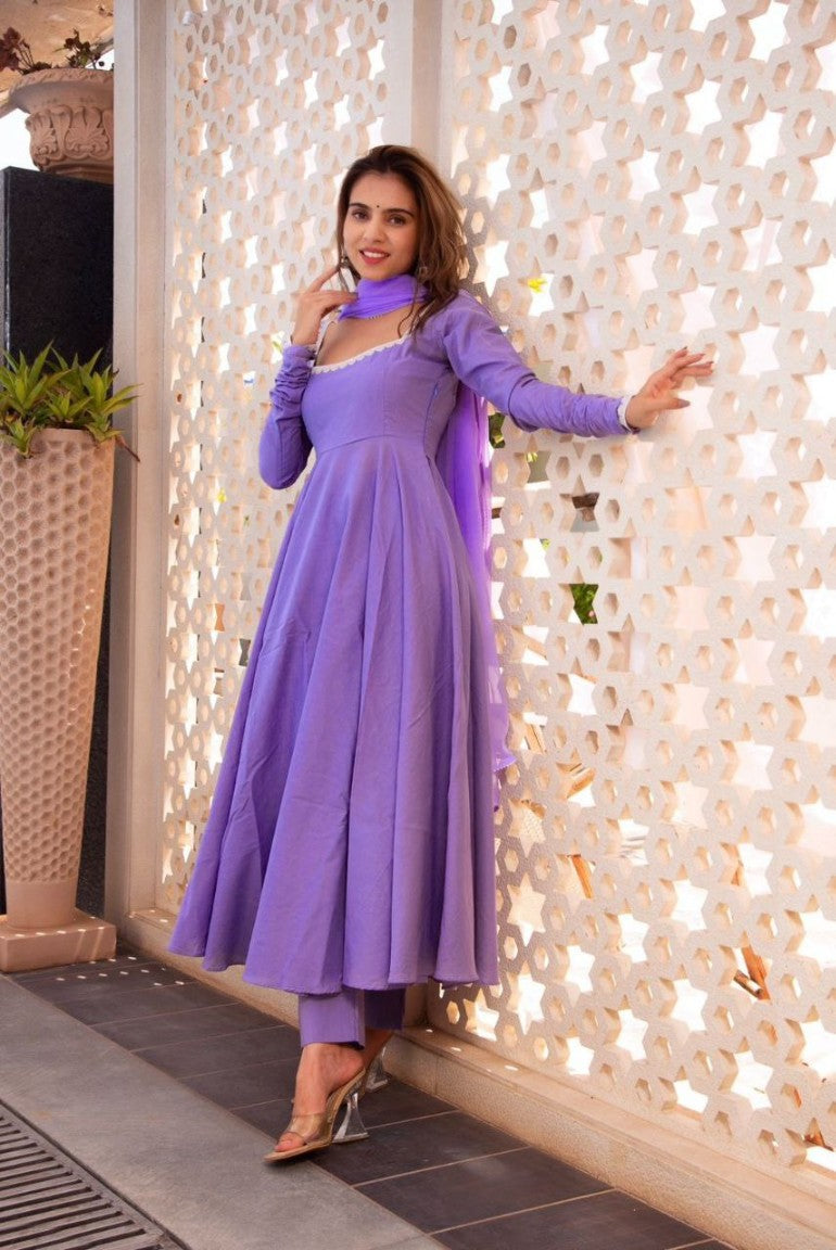 Lavender Georgette Umbrella Flair Anarkali Suit