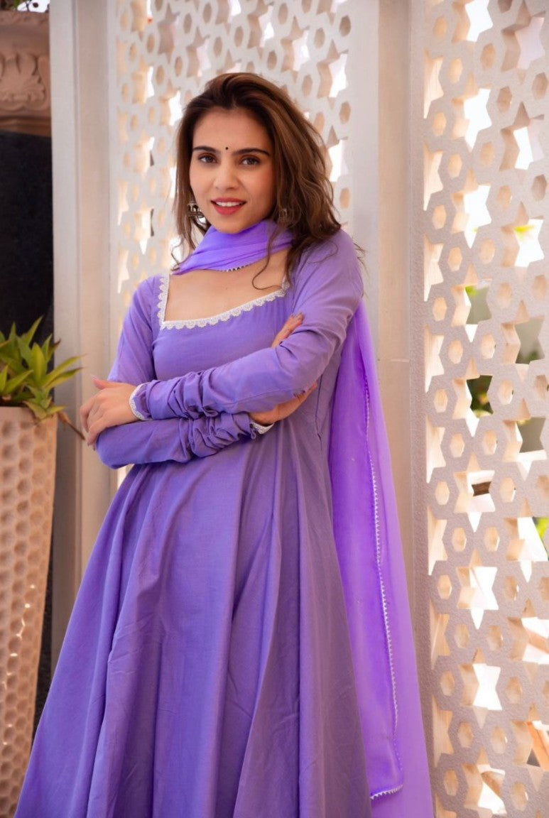 Lavender Georgette Umbrella Flair Anarkali Suit Streesa