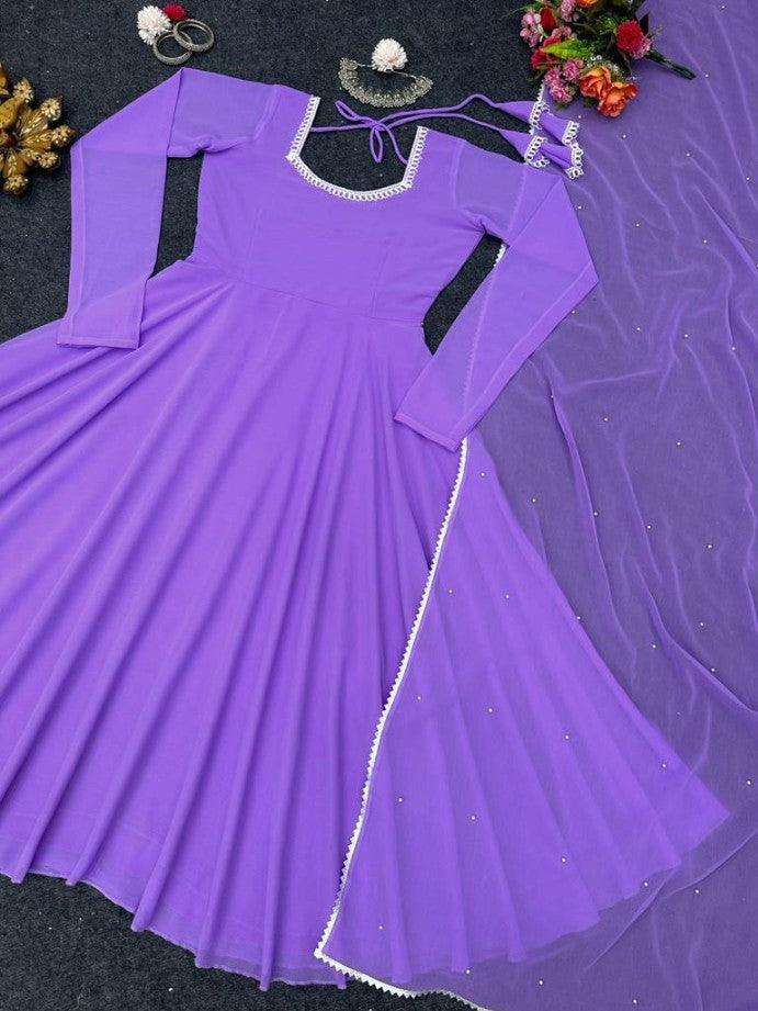 Lavender Georgette Umbrella Flair Anarkali Suit