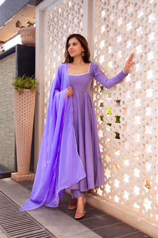 Lavender Georgette Umbrella Flair Anarkali Suit