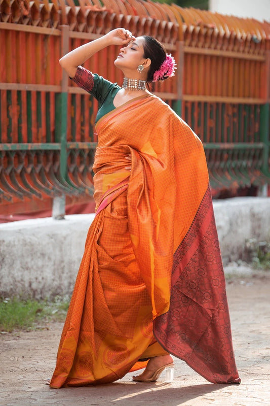 Bangalori Silk Saree with Exquisite Kalamkari Design