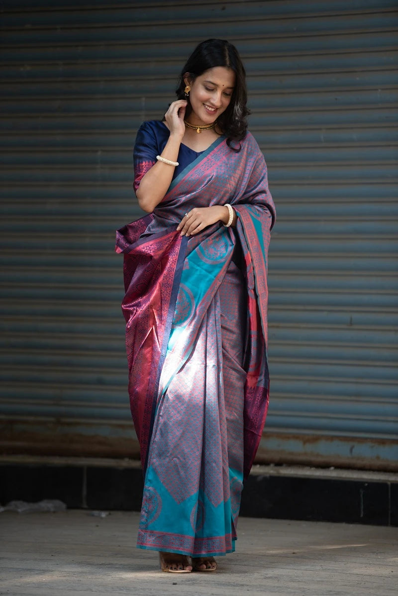 Bangalori Silk Saree with Exquisite Kalamkari Design