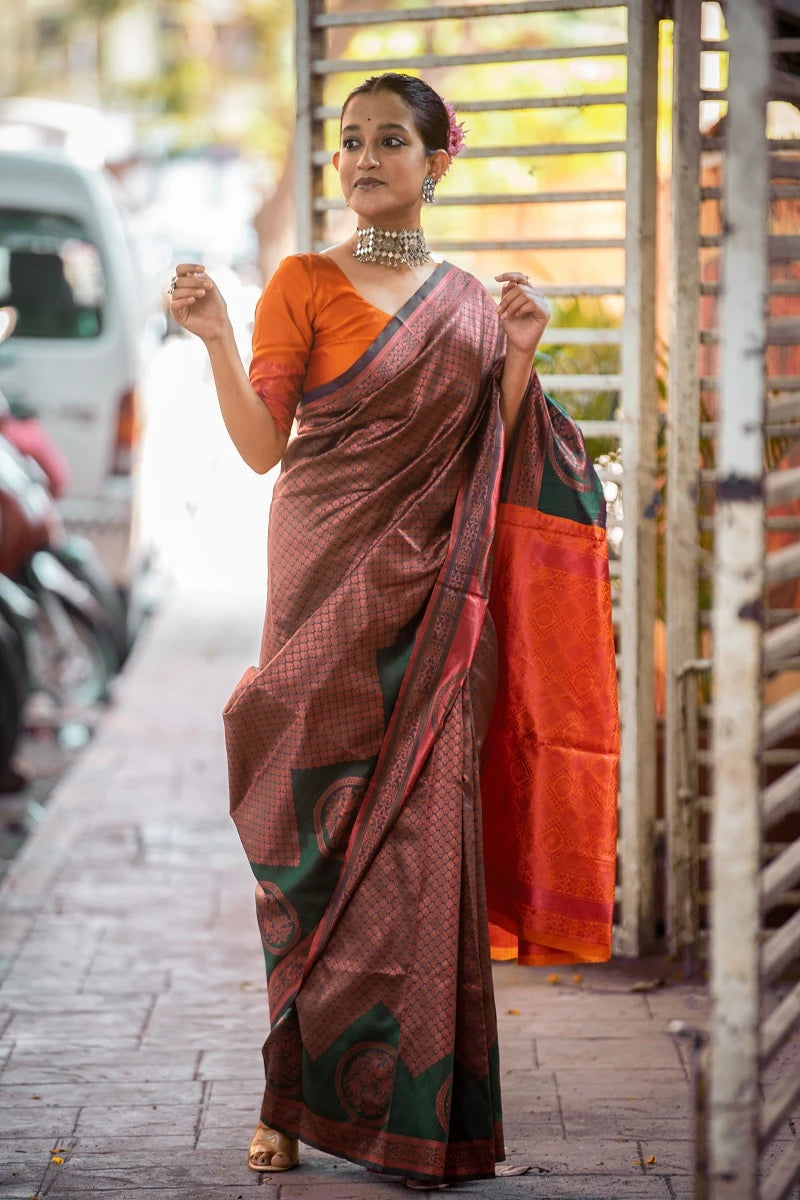 Bangalori Silk Saree with Exquisite Kalamkari Design