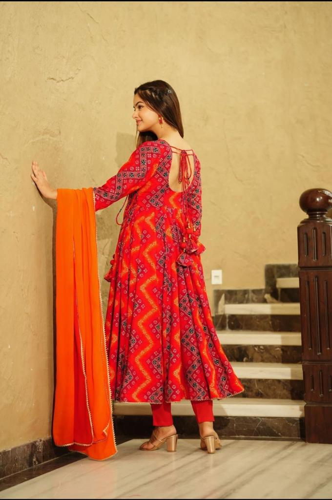 Fresh Multicolor Maxi Gown Set with Matching Dupatta