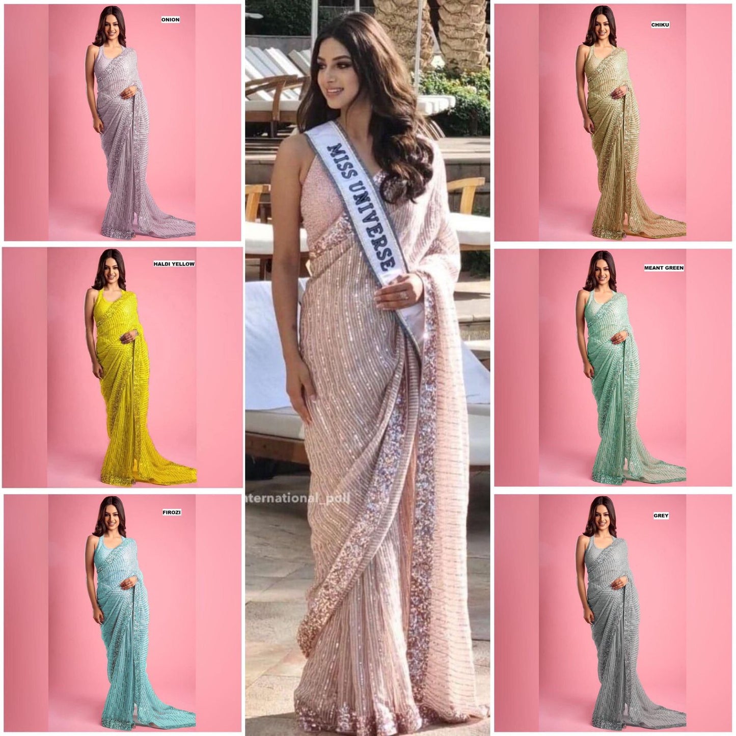 MISS UNIVERSE Georgette Saree Adorned with Exquisite Sequin Embellishments