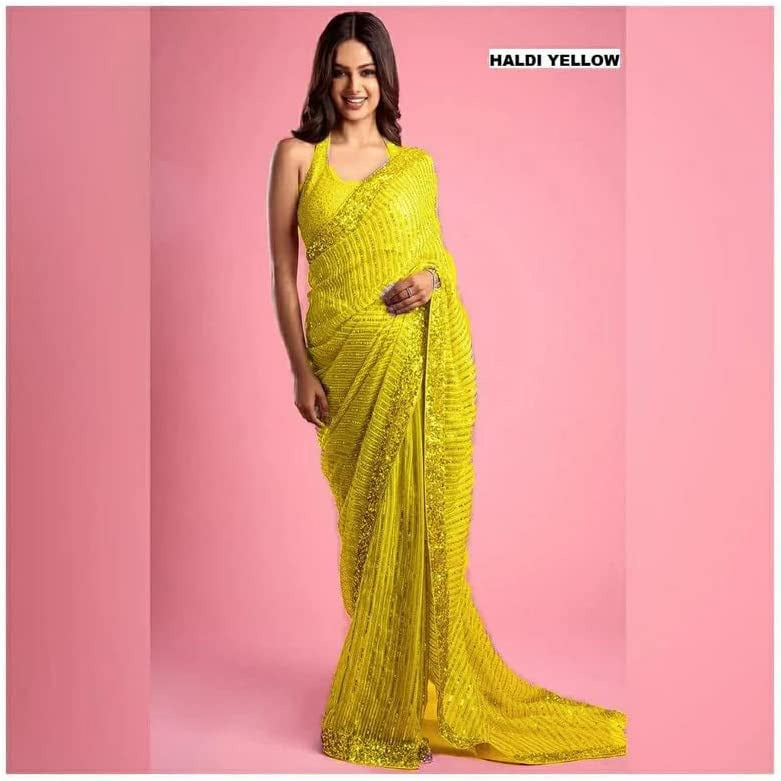 MISS UNIVERSE Georgette Saree Adorned with Exquisite Sequin Embellishments