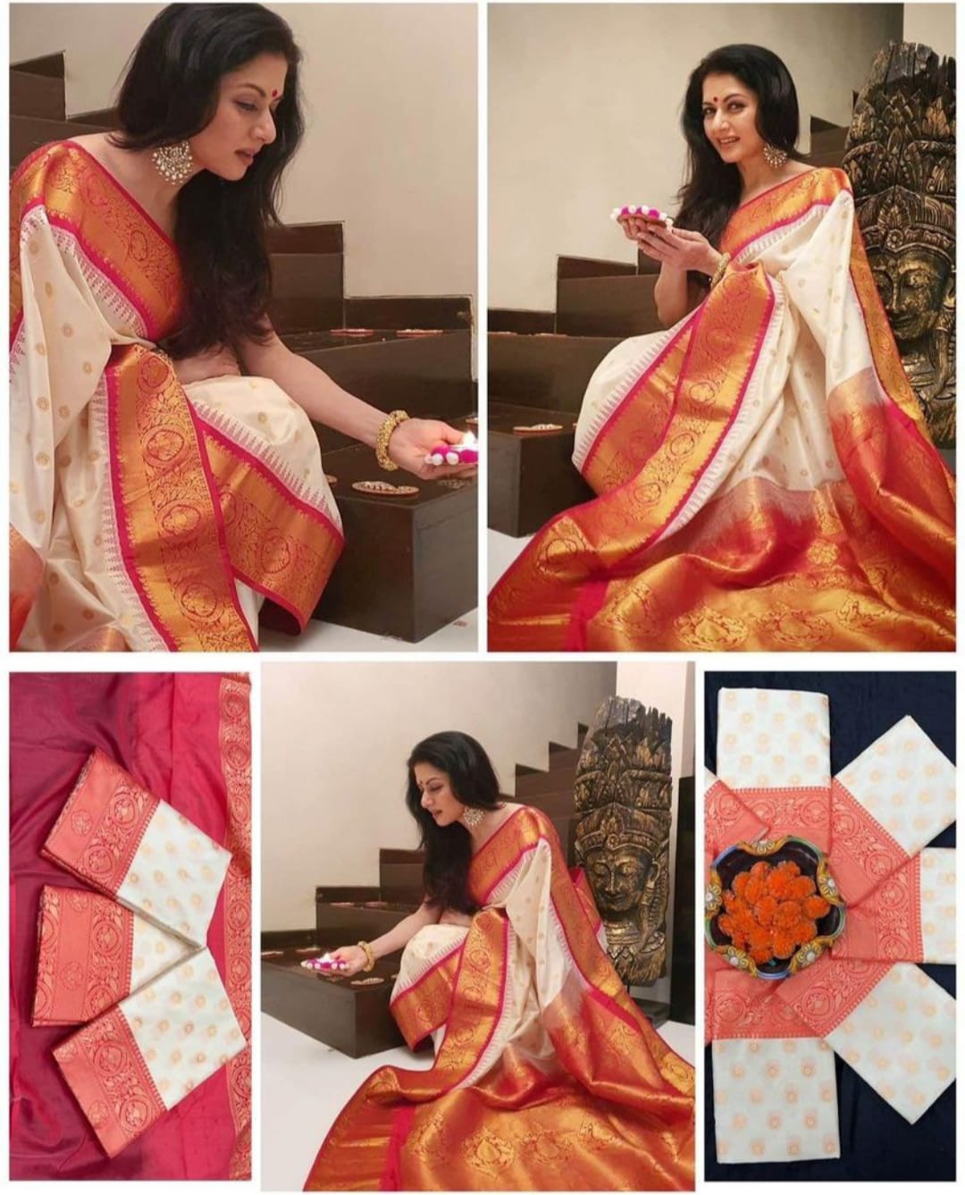 Elegantly Woven Kanjivaram Silk Blend Saree