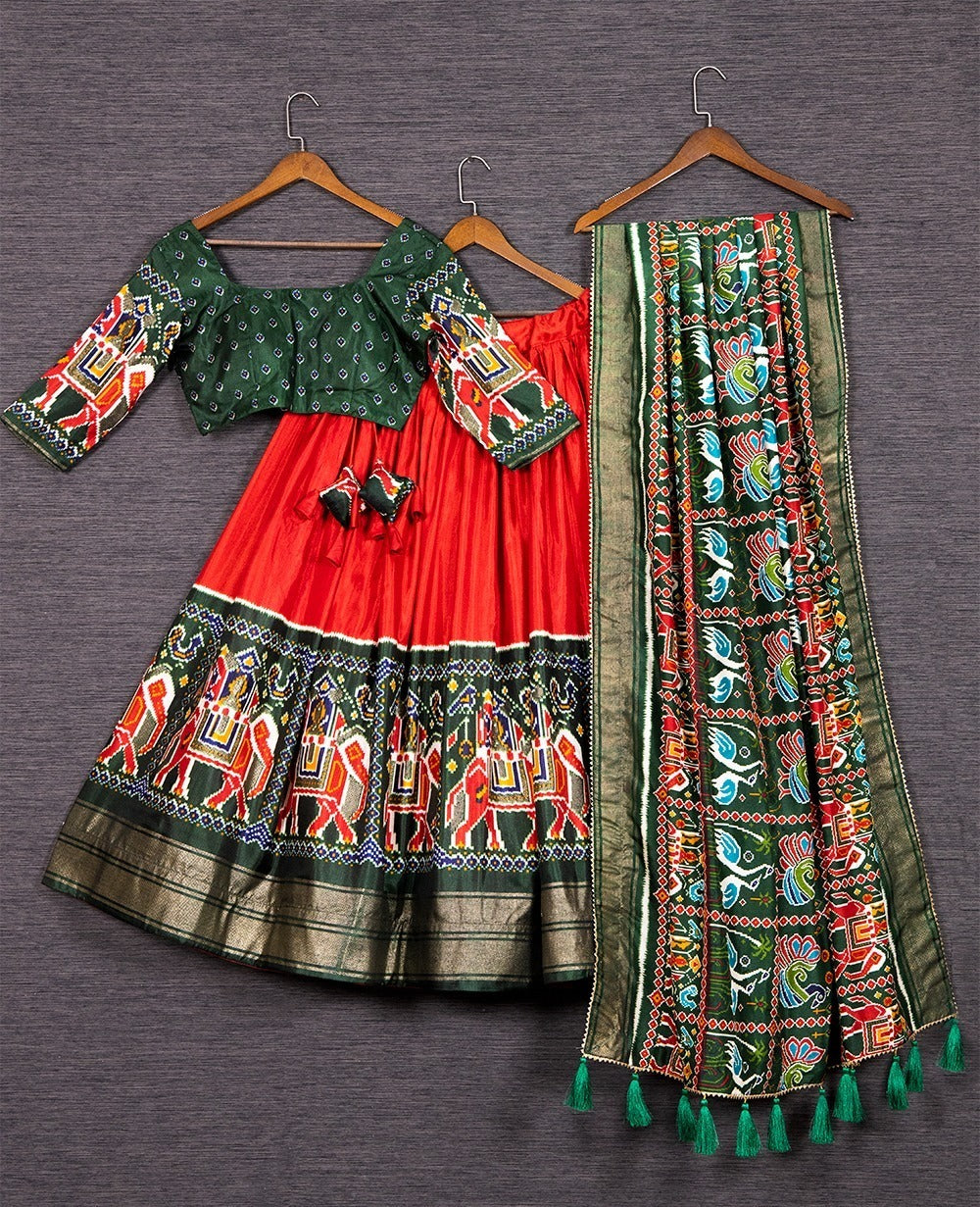 Traditional Silk Lehenga Choli with Patola Print and Foil Work Delight