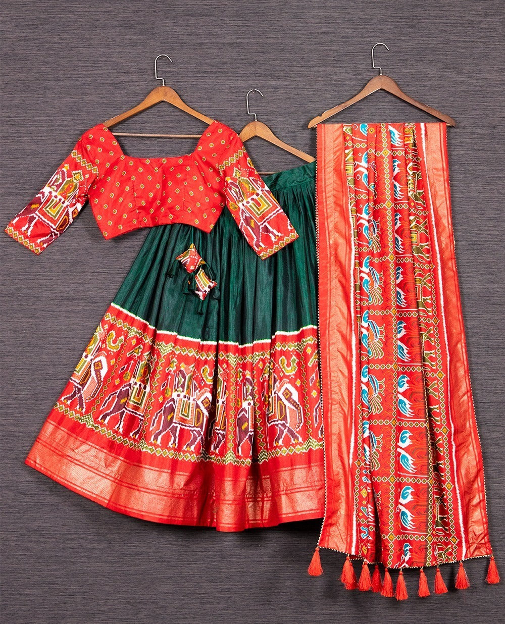 Traditional Silk Lehenga Choli with Patola Print and Foil Work Delight