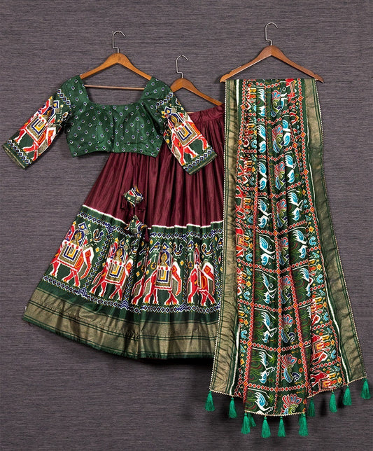 Traditional Silk Lehenga Choli with Patola Print and Foil Work Delight