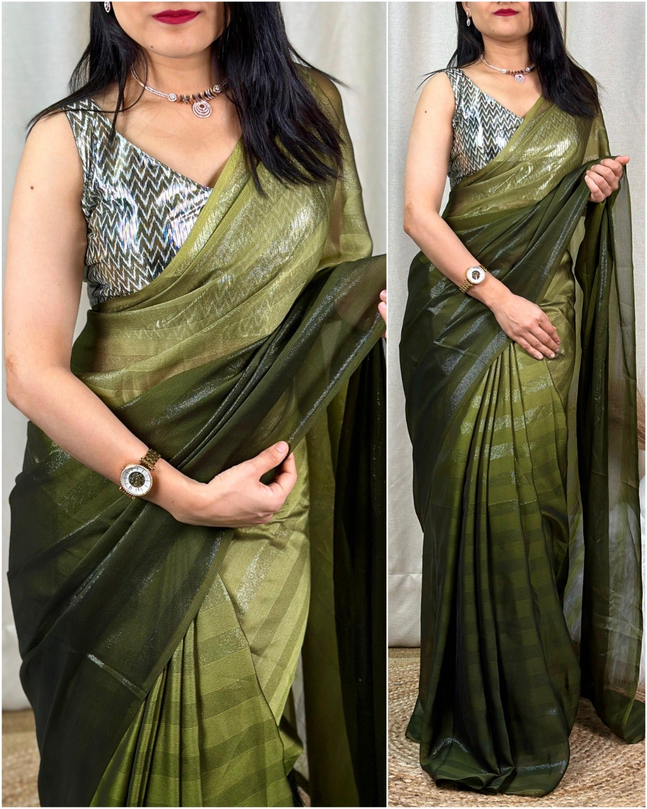 Radiate Elegance in Our Dark Padding Saree with Glittering Touch