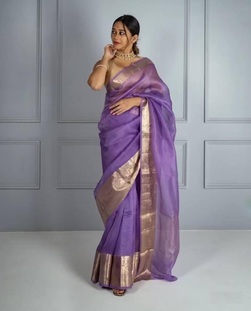 Exclusive Solid Kora Organza Sarees