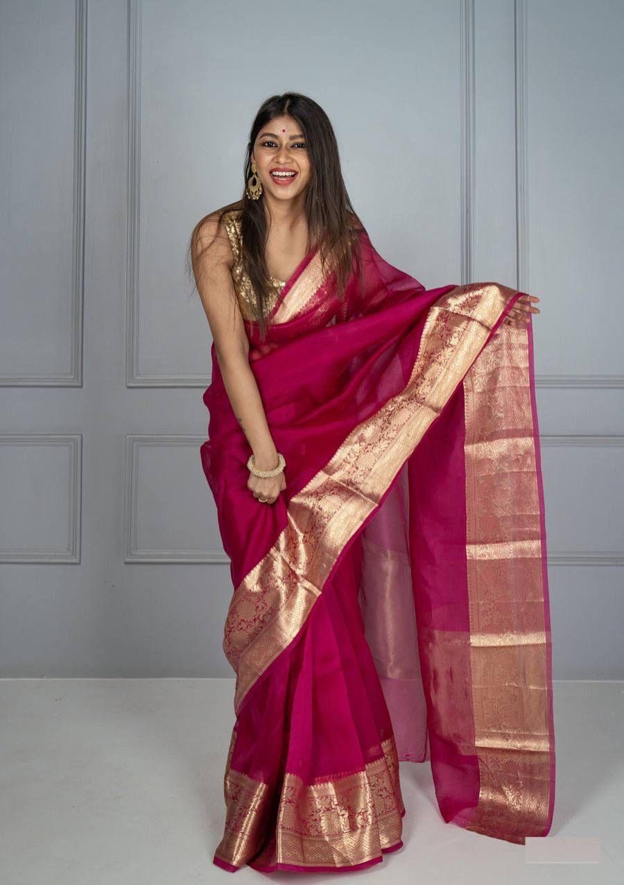 Exclusive Solid Kora Organza Sarees