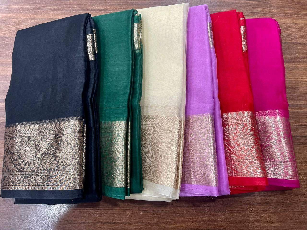 Exclusive Solid Kora Organza Sarees